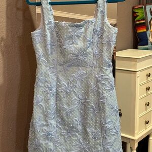 Dusty Blue Floral Dress